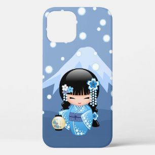 Case-Mate iPhone Case Poupée Kokeshi d'hiver - Blue Mountain Geisha Girl