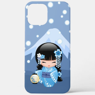 Case-Mate iPhone Case Poupée Kokeshi d'hiver - Blue Mountain Geisha Girl