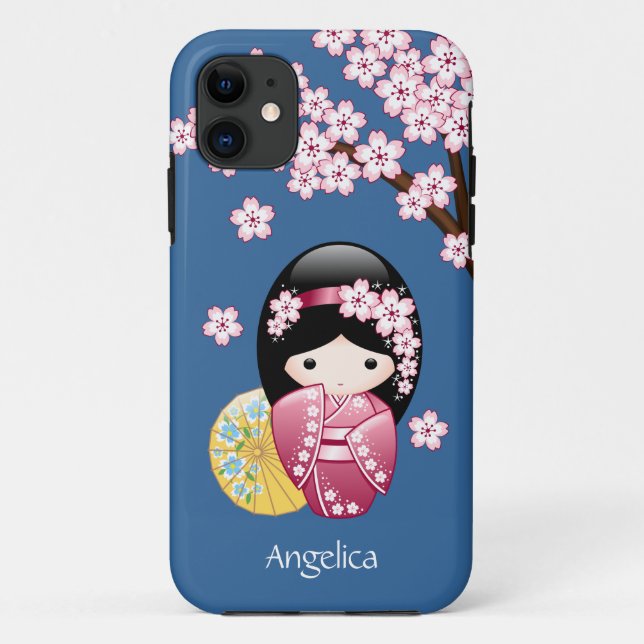 Coques Case-Mate iPhone Poupée Kokeshi Printemps - Cute Geisha Japonaise s (Dos)