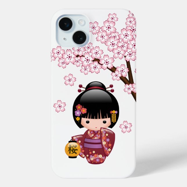 Coques Case-Mate iPhone Poupée Kokeshi Sakura - Jolie Fille Geisha Japonai (Verso)