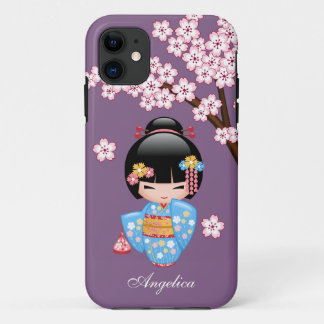 Etui iPhone Case-Mate Poupée Maiko Kokeshi - Blue Kimono Geisha Girl