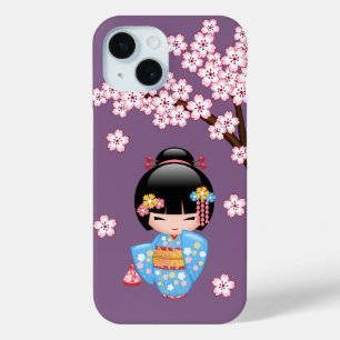 Coque Case-Mate iPhone Poupée Maiko Kokeshi - Blue Kimono Geisha Girl