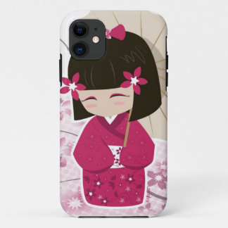 Coque iPhone 11 Poupée mignonne de Sakura Kokeshi