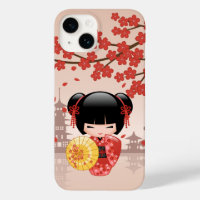 Poupée rouge Sakura Kokeshi - Geisha japonais