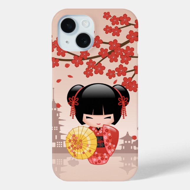 Coques Case-Mate iPhone Poupée rouge Sakura Kokeshi - Geisha japonais (Verso)