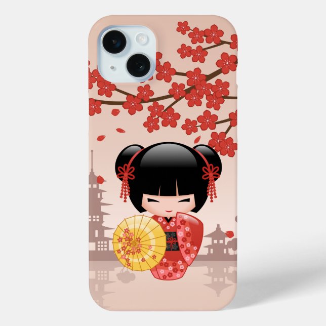 Coques Case-Mate iPhone Poupée rouge Sakura Kokeshi - Geisha japonais (Verso)