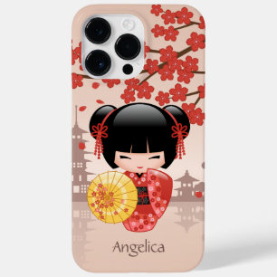 Coque Pour Pour iPhone 14 Pro Max Poupée rouge Sakura Kokeshi - Geisha japonais