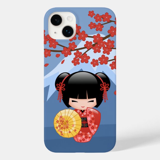 Coques Case-Mate iPhone Poupée rouge Sakura Kokeshi - mignonne Geisha Girl (Verso)