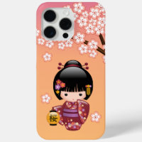 Poupée Sakura Kokeshi - Geisha Girl on Peach