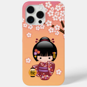 Coque Case-Mate iPhone Poupée Sakura Kokeshi - Geisha Girl on Peach
