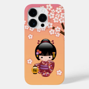 Coque Case-Mate iPhone Poupée Sakura Kokeshi - Geisha Girl on Peach