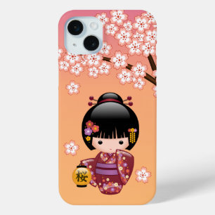 Coque Case-Mate iPhone Poupée Sakura Kokeshi - Geisha Girl on Peach