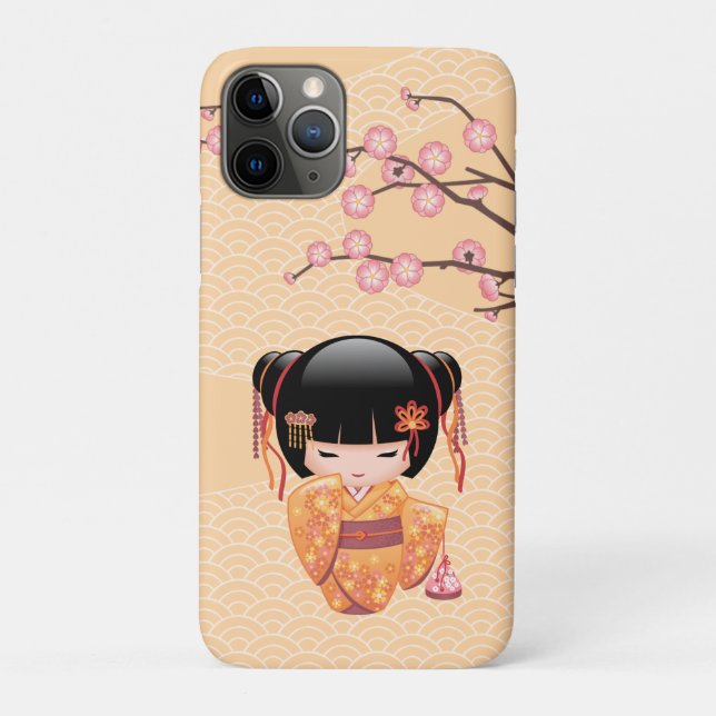 Coques Case-Mate iPhone Poupée Ume Kokeshi - Japonaise Pêche Geisha Girl (Dos)
