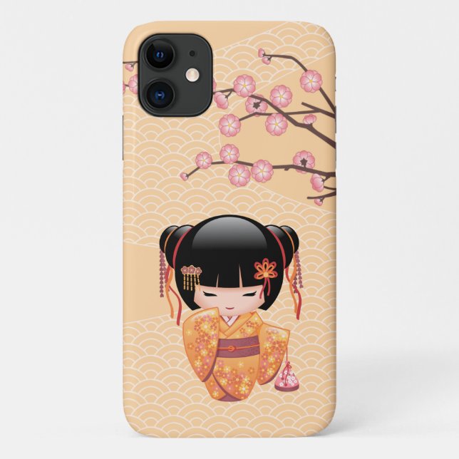 Coques Case-Mate iPhone Poupée Ume Kokeshi - Japonaise Pêche Geisha Girl (Dos)