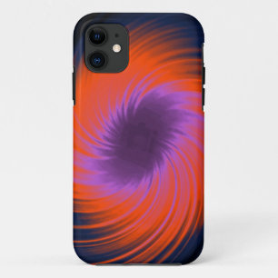 Coques Pour iPhone Pourpre abstrait et orange de spirale de motif de
