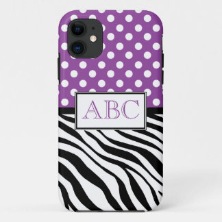 Coque iPhone 11 Pourpre de point de polka et cas de l'iPhone 5