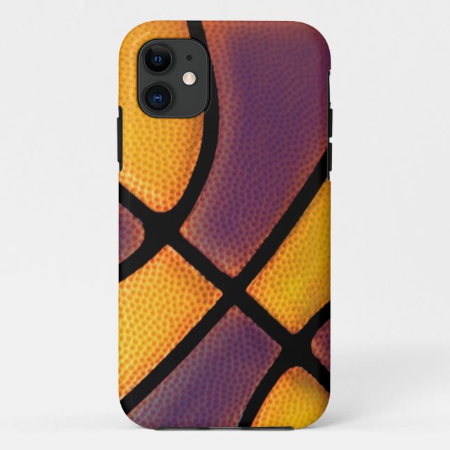 Coques Case-Mate iPhone pourpre et cas de basket-ball d'or (Dos)