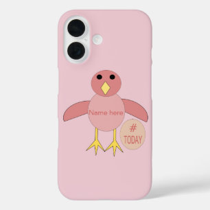 Coque Pour iPhone 16 Poussin rose personnalisé pour fille d'anniversair