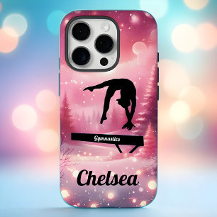 Coque iPhone 16 Pro Poutre d'équilibre de gymnastique d'hiver rose per