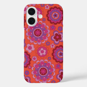 Coque Pour iPhone 16 Pouvoir de fleur psychédélique rétro