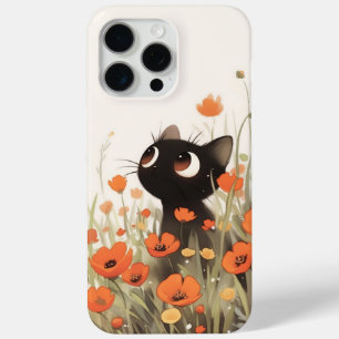 Coque Case-Mate iPhone Prairie aux Coquelicots Chat Noir