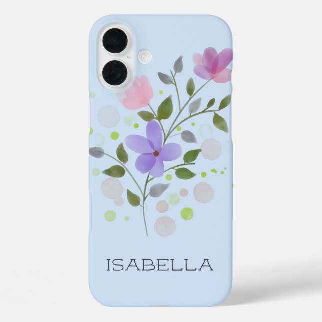 Coques Case-Mate iPhone Première initiale plus nom Isabella avec des fleur (Verso)