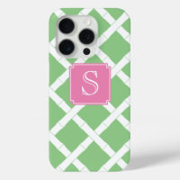 Préppy Bamboo Trellis Motif Pomme vert et rose