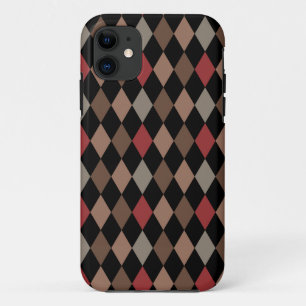 Coque Case-Mate iPhone Préppy Brown Motif de Jacquard rouge et noir