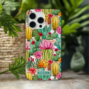 Coque Case-Mate iPhone Préppy coloré Cactus Floral Nom personnalisé