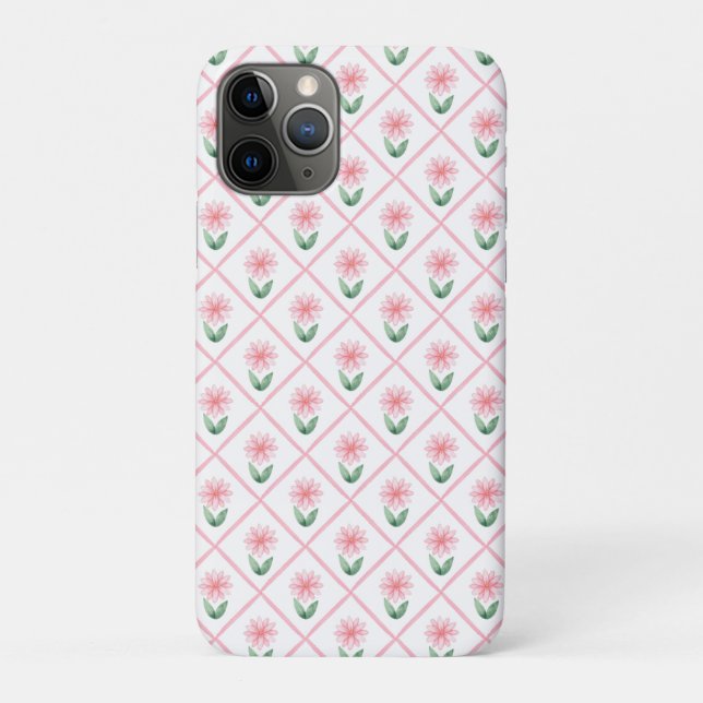 Coques Case-Mate iPhone Preppy floral trellis grandmillenial (Dos)