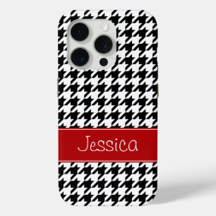 Coque Case-Mate iPhone Preppy Red et Black Houndstooth Personnalisé