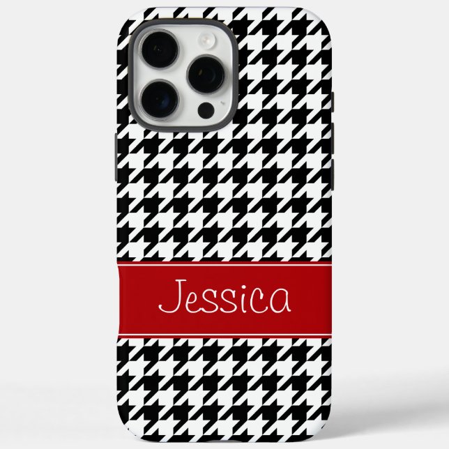 Coques Case-Mate iPhone Preppy Red et Black Houndstooth Personnalisé (Verso)