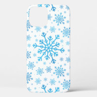 Pretty Blue Christmas Snowflakes sur Winter White