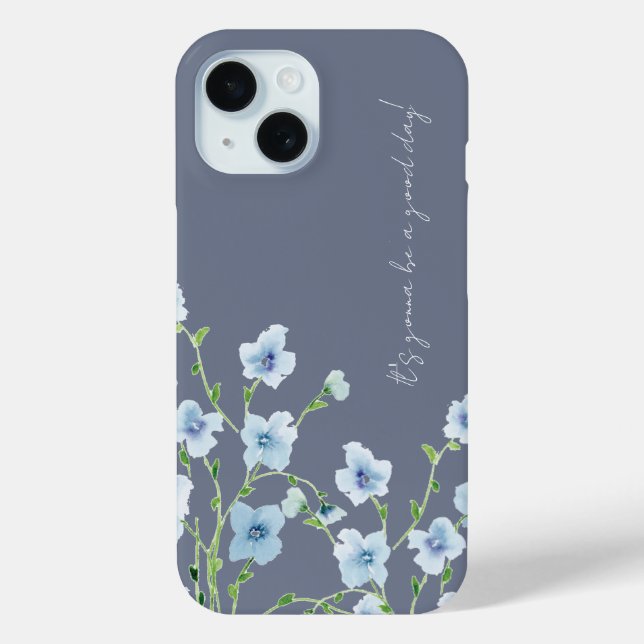 Coques Case-Mate iPhone Pretty Watercolor Blue Floral  (Verso)