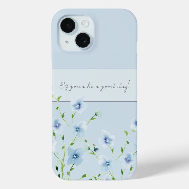 Coques Case-Mate iPhone Pretty Watercolor Blue Floral  (Verso)
