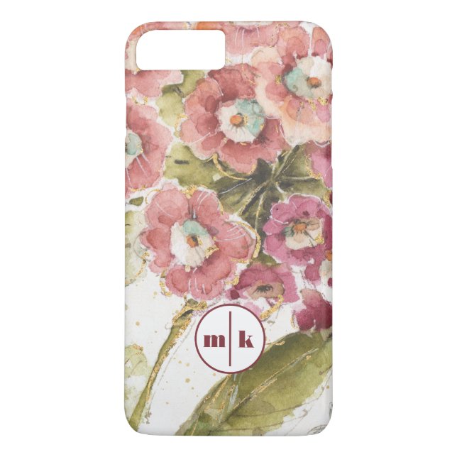 Coques Case-Mate iPhone Primevère rose du monogramme | (Dos)