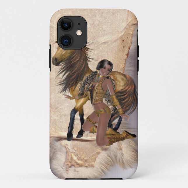 Coques Case-Mate iPhone princesse indienne américaine et cheval (Dos)