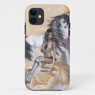 Coque Case-Mate Pour iPhone princesse indienne américaine et cheval blanc
