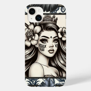 Coque Case-Mate iPhone Princesse polynésienne Bleu Floral Tribal