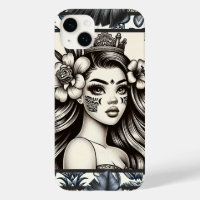Princesse Polynésienne Fleurs Bleues Tribal