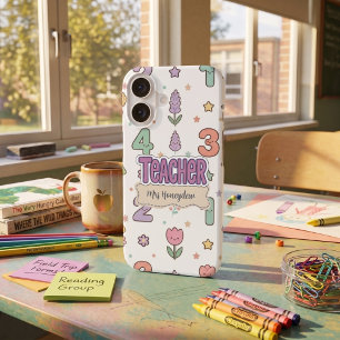 Coque Pour iPhone 16 Professeur d'école violet motif de nombres