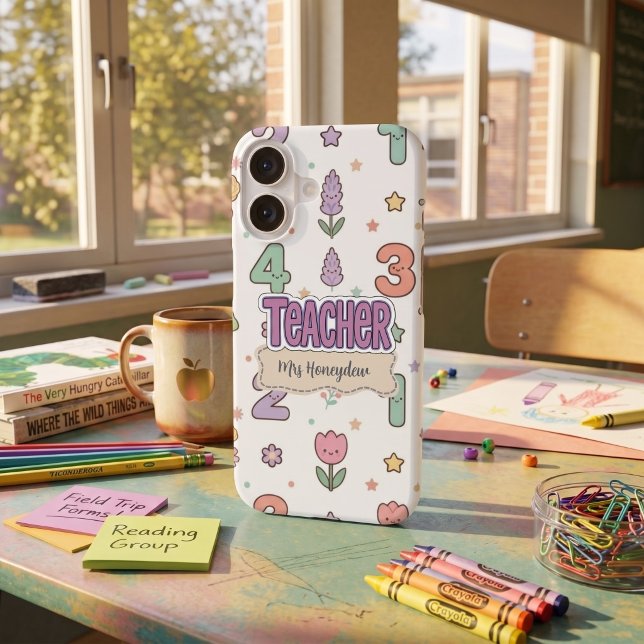 Coques Case-Mate iPhone Professeur d'école violet motif de nombres  (Créateur téléchargé)