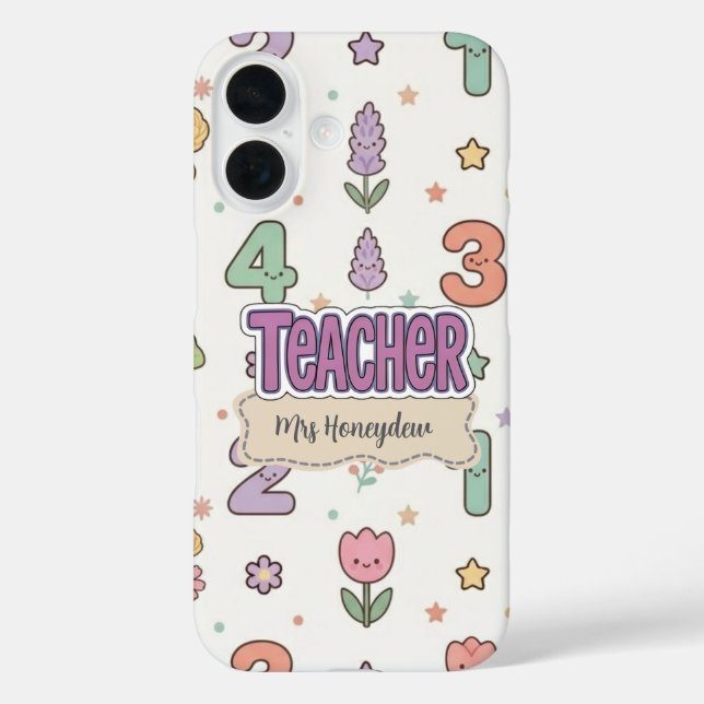 Coques Case-Mate iPhone Professeur d'école violet motif de nombres  (Verso)