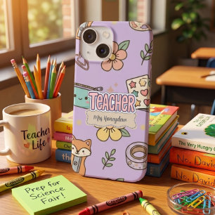 Coque Case-Mate iPhone Professeur lettres roses motif scolaire