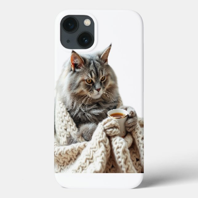 Coques Case-Mate iPhone Profitez du thé d'hiver de chat (Verso)