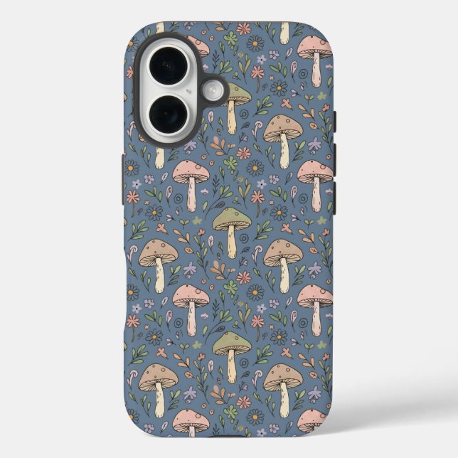 Coques Case-Mate iPhone Profonde Motif Sans Couture de Champignons Gris Ar (Verso)