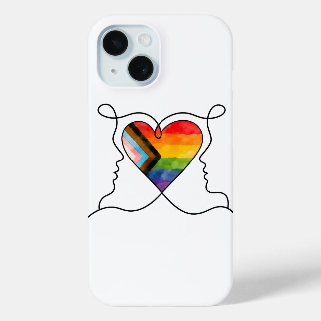 Coques Case-Mate iPhone Progress Pride Heart Line Art (Verso)