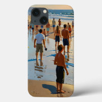 Promenade sur la plage bondée