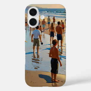 Coque Pour iPhone 16 Promenade sur la plage bondée