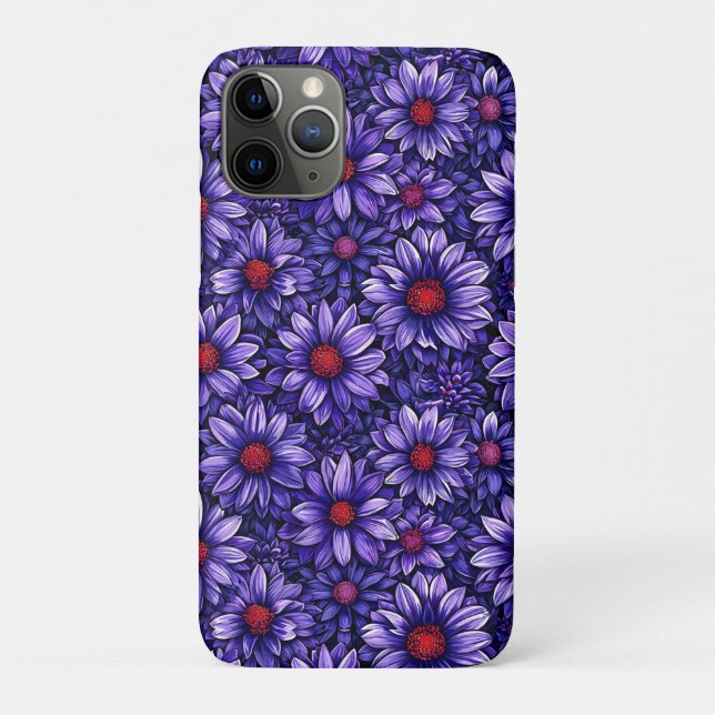 Coques Case-Mate iPhone Protection Quotidienne Fleurie Violette Sombre (Dos)
